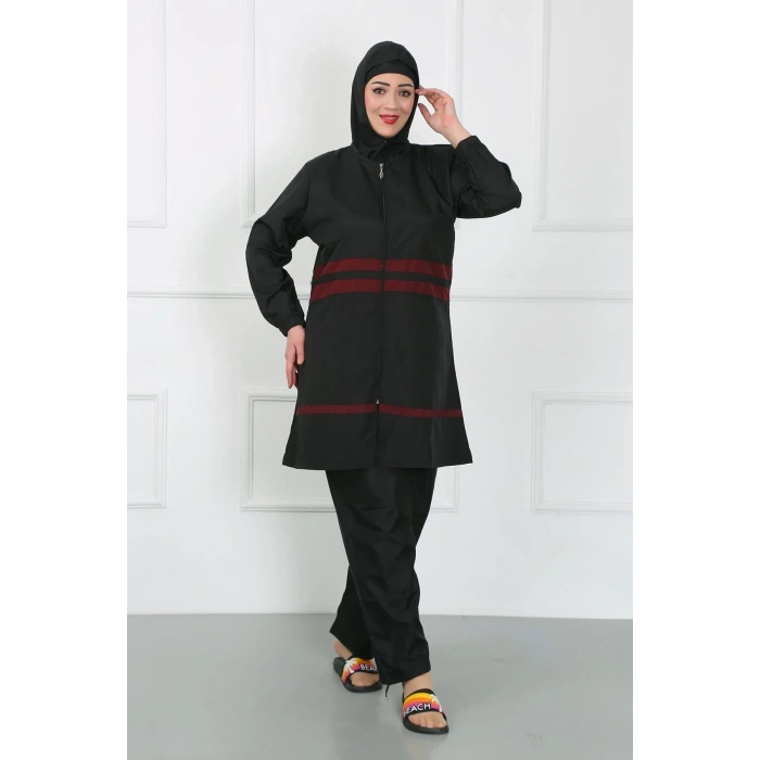 Moda Büyük Beden Tesettür Mayo Siyah