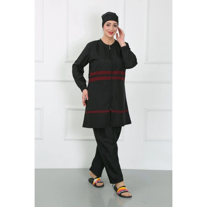 Moda Büyük Beden Tesettür Mayo Siyah