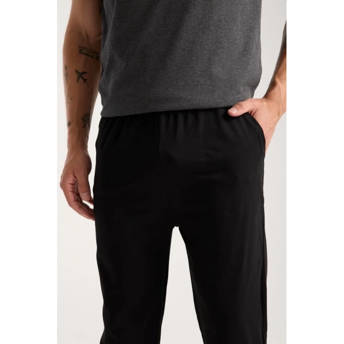 Moda Erkek Antrasit Düğmeli Yaka Kısa Kol Pijama Takımı