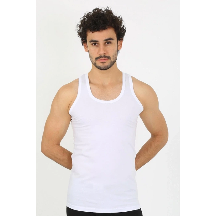 Moda Erkek Beyaz Ribana Atlet