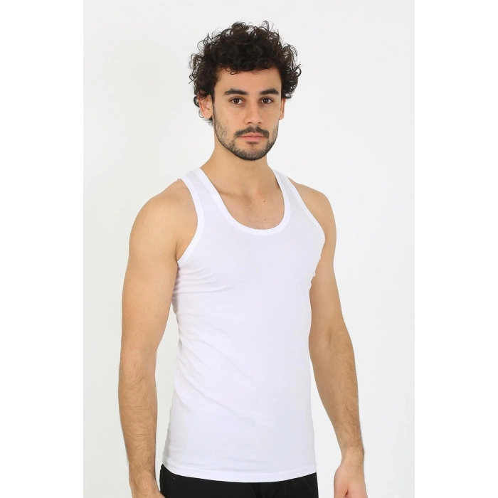 Moda Erkek Beyaz Ribana Atlet