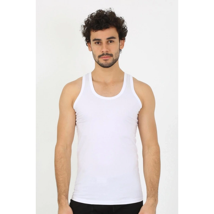 Moda Erkek Beyaz Ribana Atlet