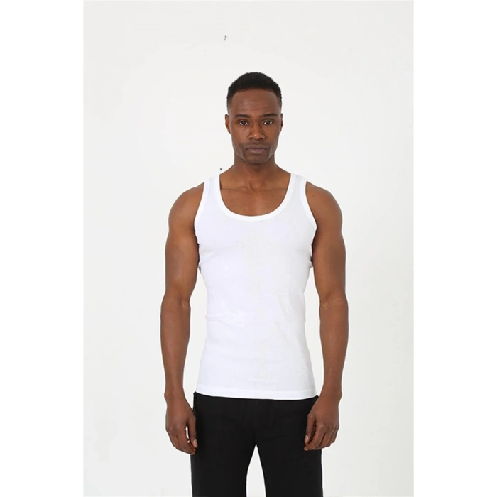 Moda Erkek Beyaz Sporcu Ribana Atlet