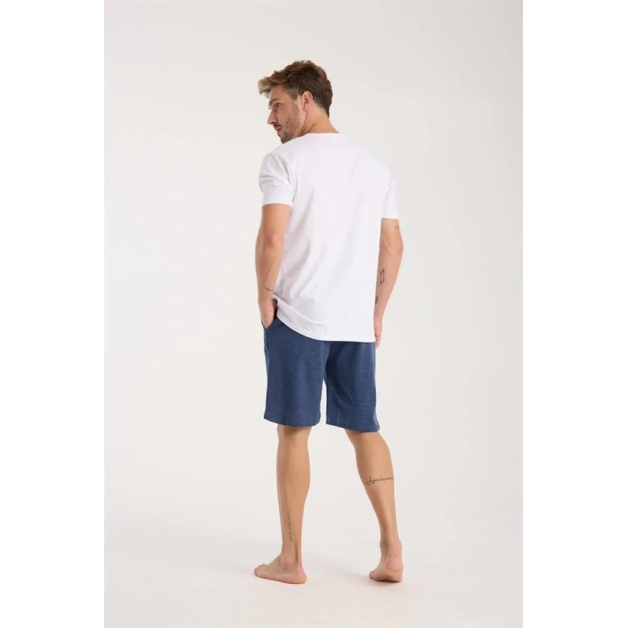 Moda Erkek Cepli Pamuk Penye Şort Lacivert