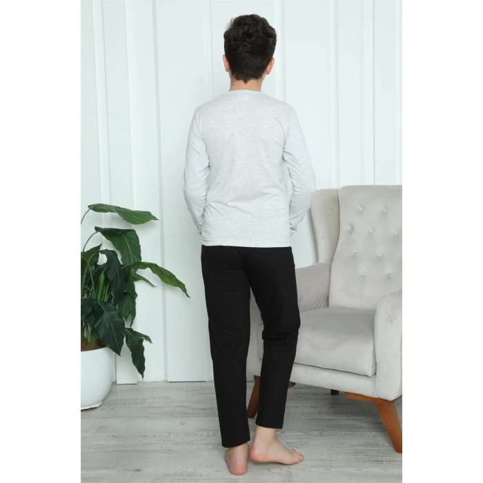 Moda Erkek Çocuk Penye Pijama Takım Gri