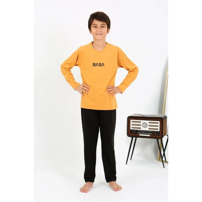 Moda Erkek Çocuk Uzun Kol Penye Pijama Takım Sarı