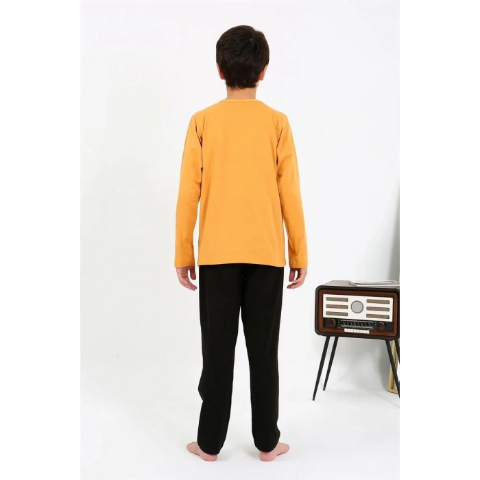 Moda Erkek Çocuk Uzun Kol Penye Pijama Takım Sarı