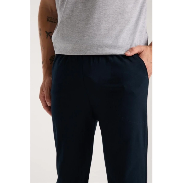 Moda Erkek Gri Düğmeli Yaka Kısa Kol Pijama Takımı