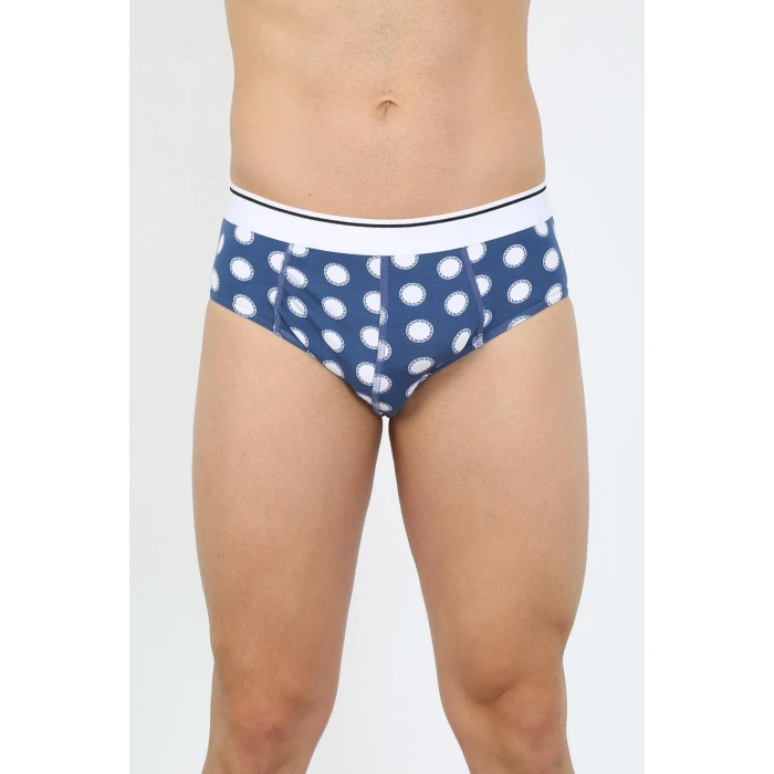 Moda Erkek Pamuk Desenli Likralı Slip Lacivert