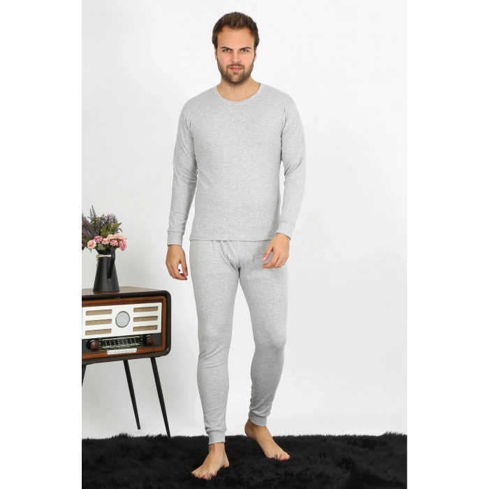 Moda Erkek Pamuk Gri İçlik Takım