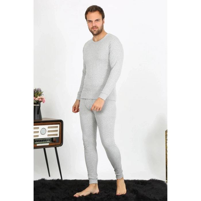 Moda Erkek Pamuk Gri İçlik Takım