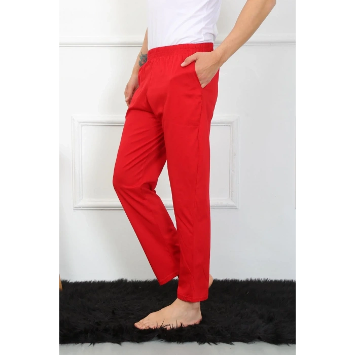 Moda Erkek Pamuk Kırmızı Tek Alt Pijama