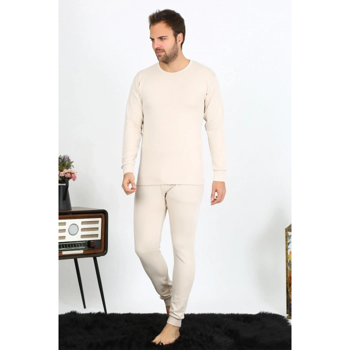 Moda Erkek Pamuk Krem İçlik Takım