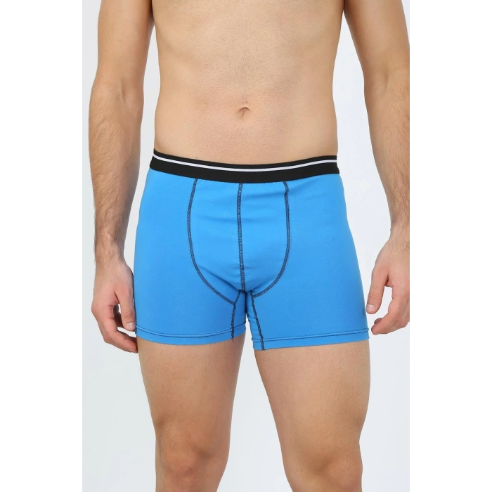 Moda Erkek Pamuk Likralı Boxer Mavi