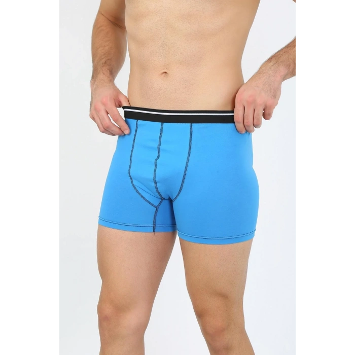 Moda Erkek Pamuk Likralı Boxer Mavi