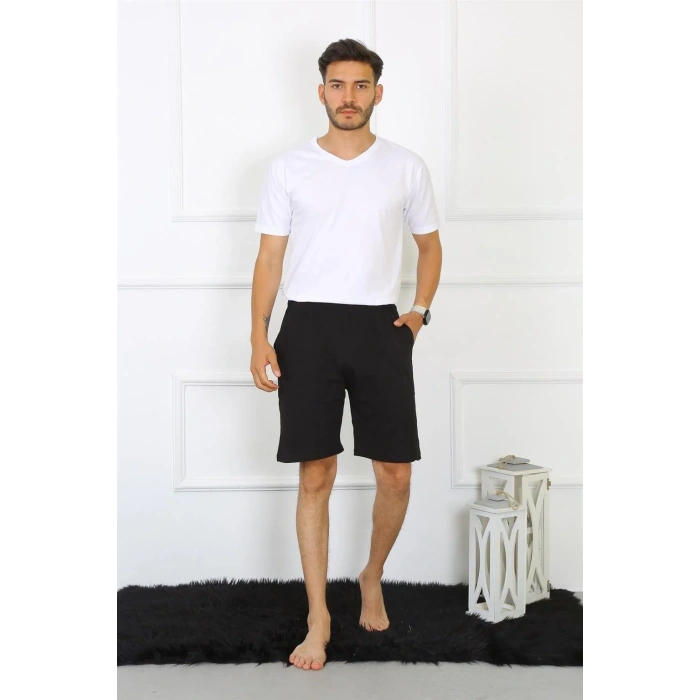 Moda Erkek Pamuk Siyah Şort