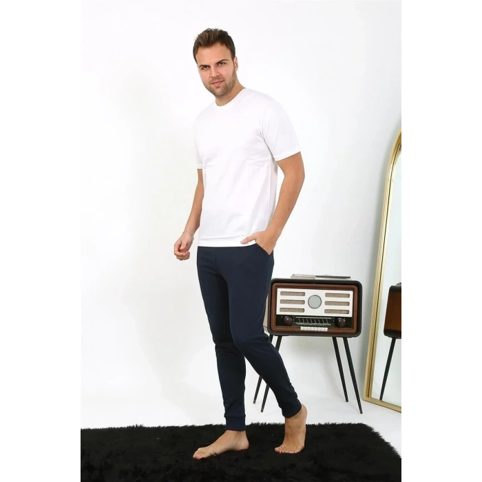 Moda Erkek Pamuk Tek Alt Pijama Lacivert