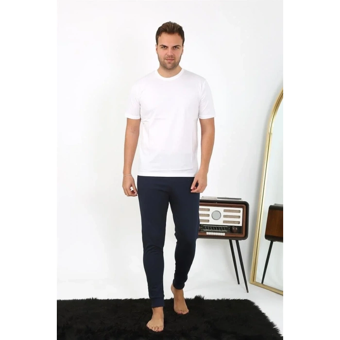 Moda Erkek Pamuk Tek Alt Pijama Lacivert