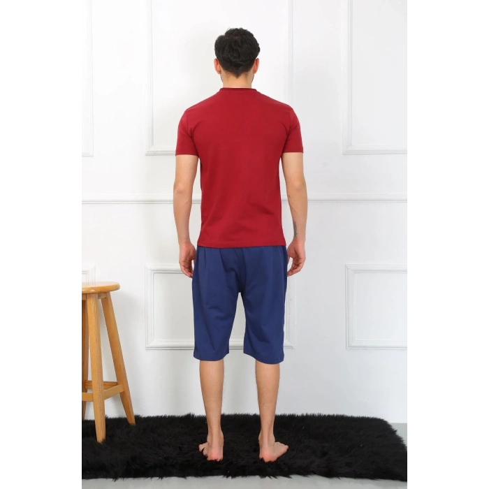 Moda Erkek Penye 3lü Parlamentmavi Parçalı Pijama Takımı