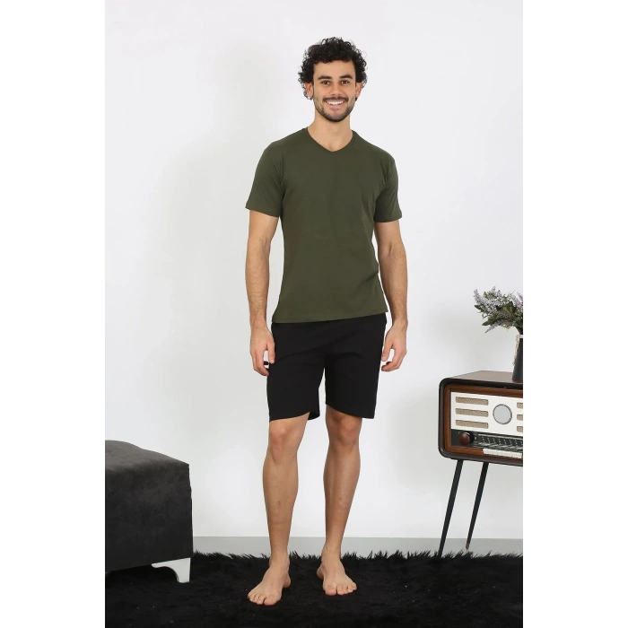 Moda Erkek Penye Haki 3lü Pijama Takımı