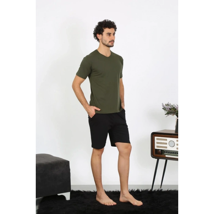 Moda Erkek Penye Haki 3lü Pijama Takımı