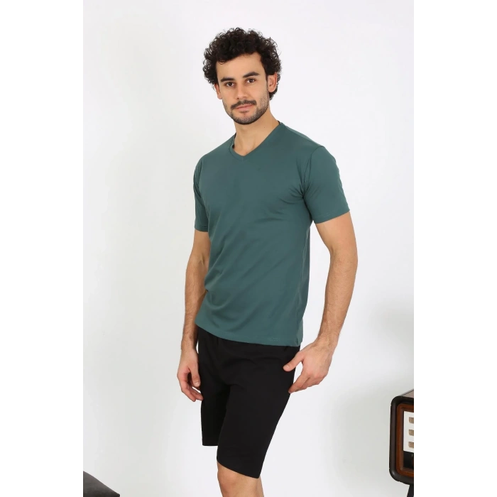 Moda Erkek Penye Petrol Rengi 3lü Pijama Takımı