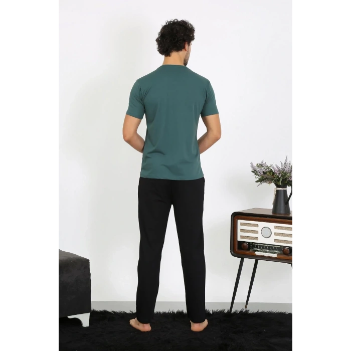 Moda Erkek Penye Petrol Rengi 3lü Pijama Takımı