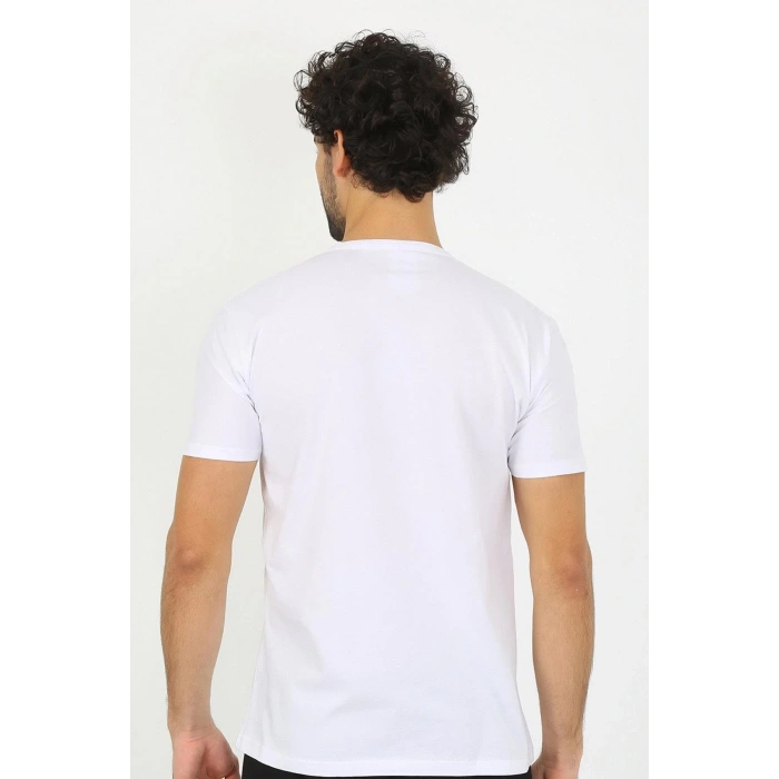 Moda Erkek Sıfır Yaka Beyaz Penye Atlet