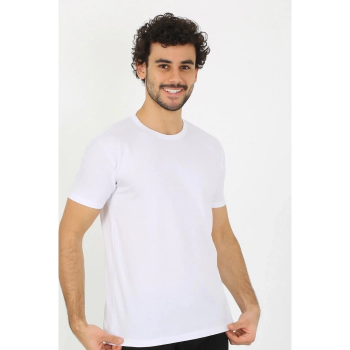 Moda Erkek Sıfır Yaka Beyaz Penye Atlet