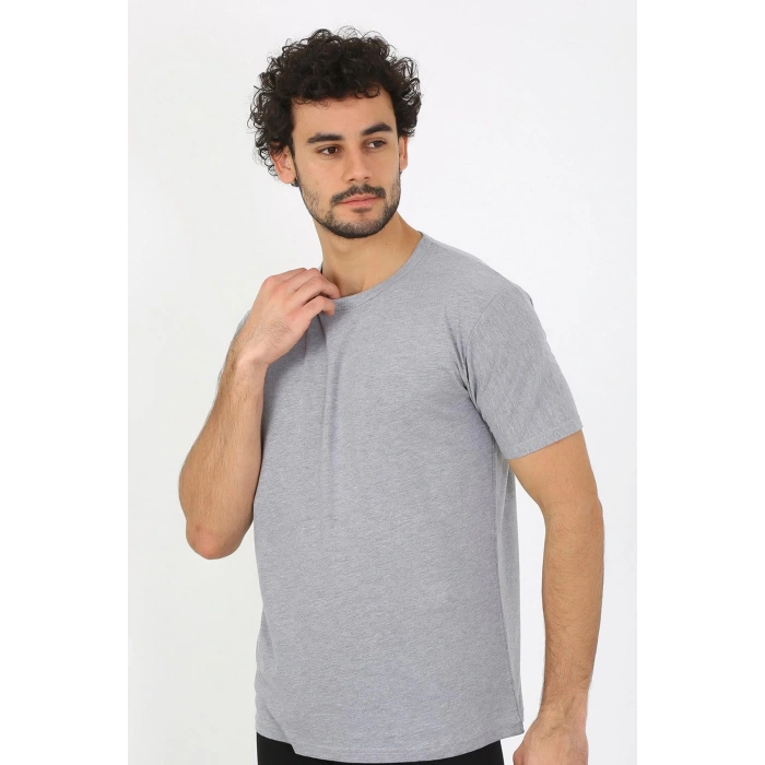 Moda Erkek Sıfır Yaka Gri Penye Atlet