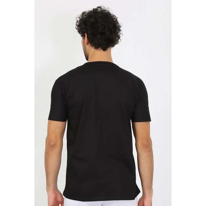 Moda Erkek Sıfır Yaka Siyah Penye Atlet