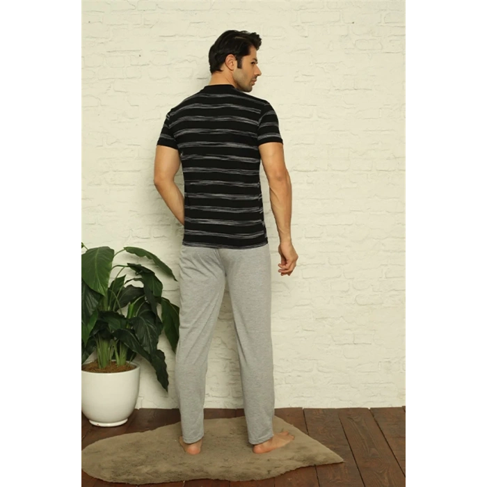 Moda Erkek Siyah 3lü Pijama Takım