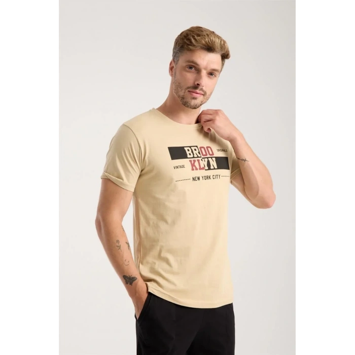 Moda Erkek Ten Rengi Kısa Kol Pijama Takımı