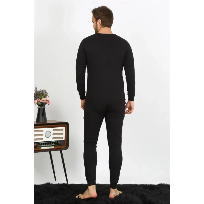 Moda Erkek Termal Kışlık Alt Üst İçlik Takım Siyah