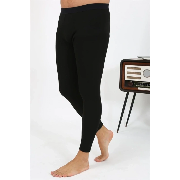 Moda Erkek Termal Tayt Kışlık Tek Alt İçlik Siyah