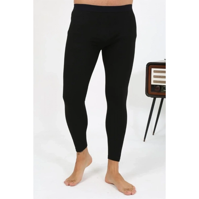 Moda Erkek Termal Tayt Kışlık Tek Alt İçlik Siyah