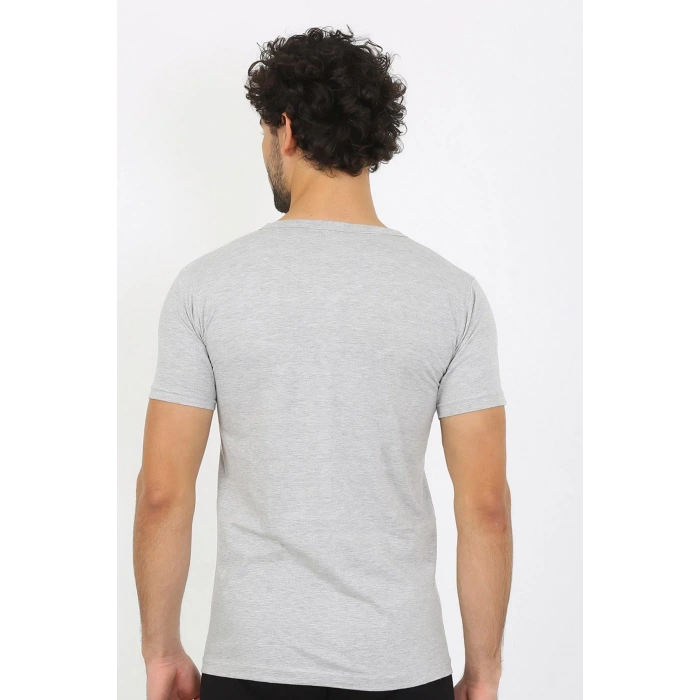 Moda Erkek V Yaka Gri Penye Atlet