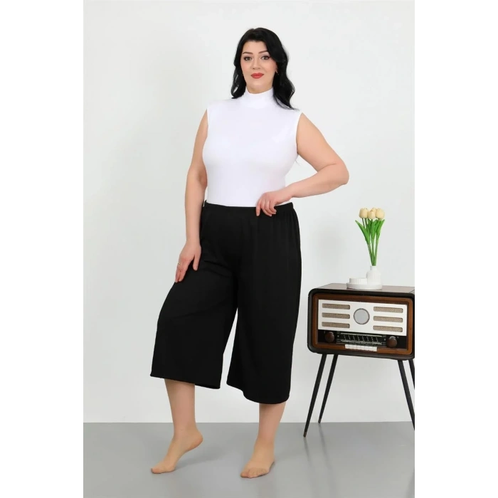 Moda Kadın Büyük Beden Bürümcük Kapri