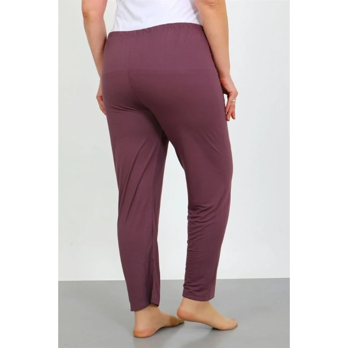 Moda Kadın Büyük Beden Mürdüm Tek Alt Pijama