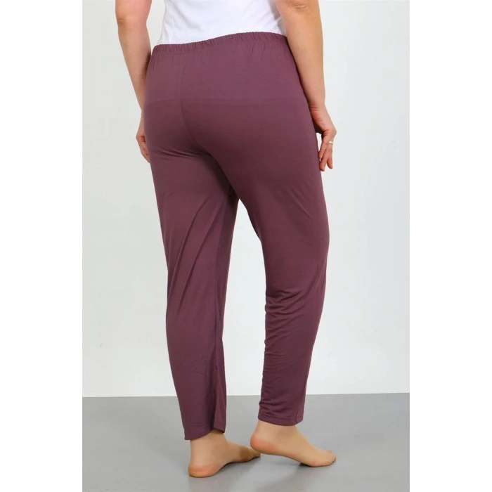 Moda Kadın Büyük Beden Mürdüm Tek Alt Pijama