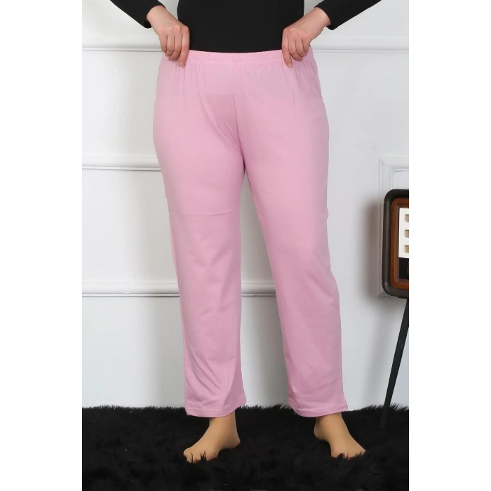 Moda Kadın Büyük Beden Pembe Tek Alt Pijama