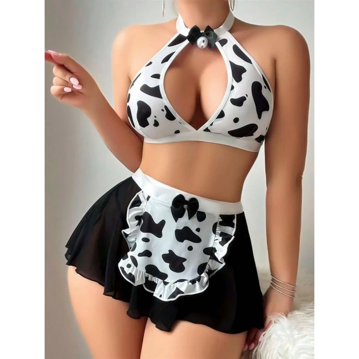 Moda Kadın Fantezi Dalmaçyalı Kostüm Takım Siyah