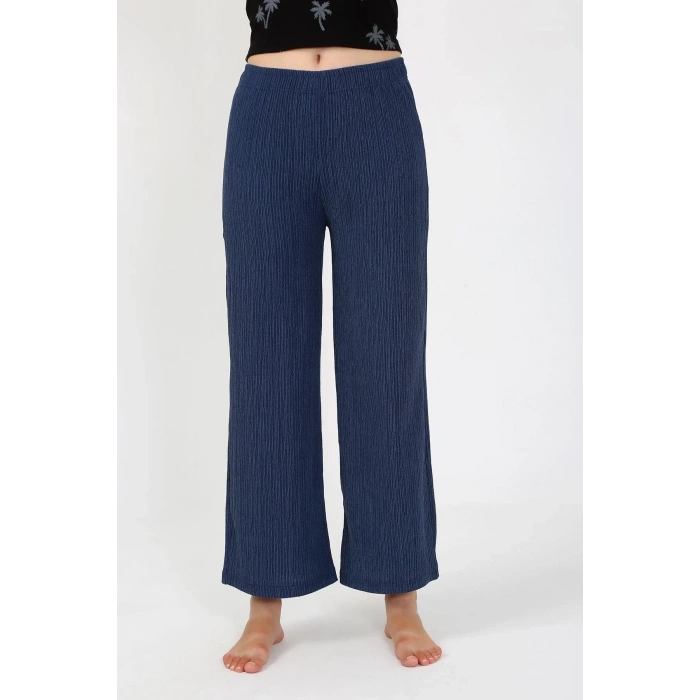 Moda Kadın Kalın Askılı Body Bol Paça Pantolon 2`li Takım Siyah