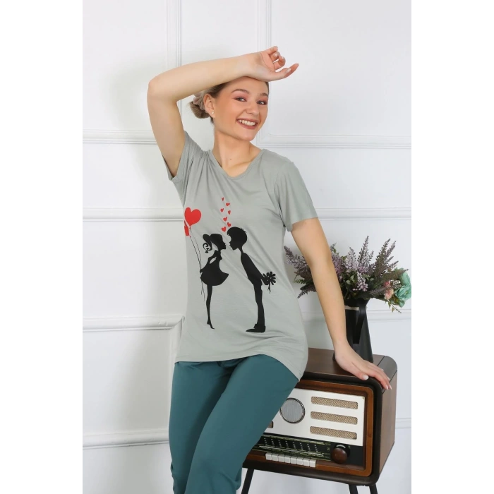 Moda Kadın Kısa Kol Penye Pijama Takımı