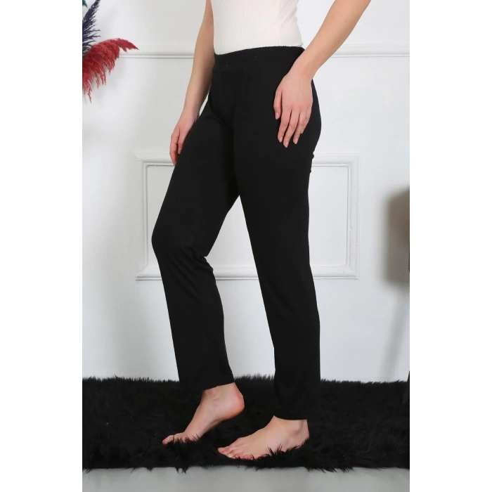 Moda Kadın Pamuk Penye Tek Alt Pijama Siyah