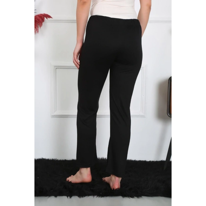 Moda Kadın Pamuk Penye Tek Alt Pijama Siyah