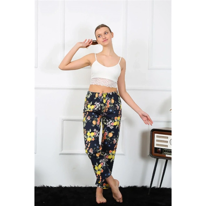 Moda Kadın Pamuklu Alt Pijama Lacivert