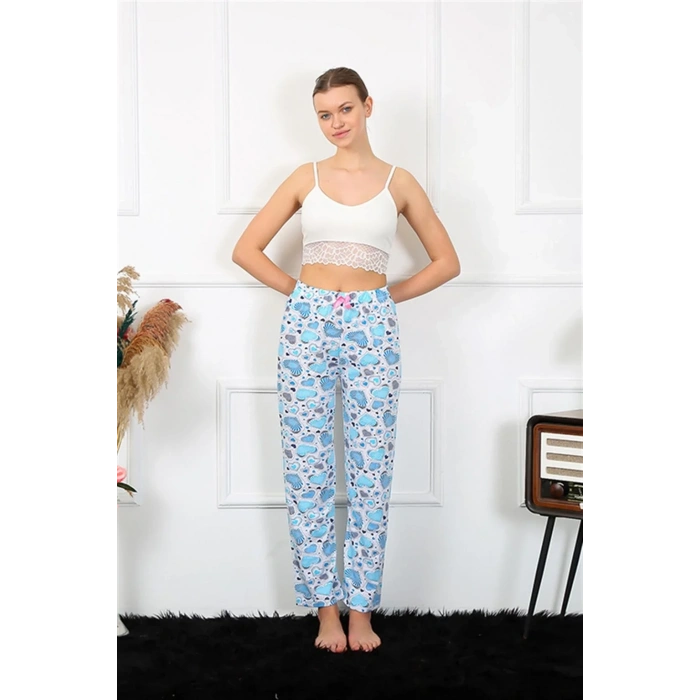 Moda Kadın Pamuklu Alt Pijama Mavi