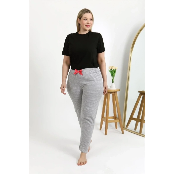 Moda Kadın Pamuklu Büyük Beden Alt Pijama Gri