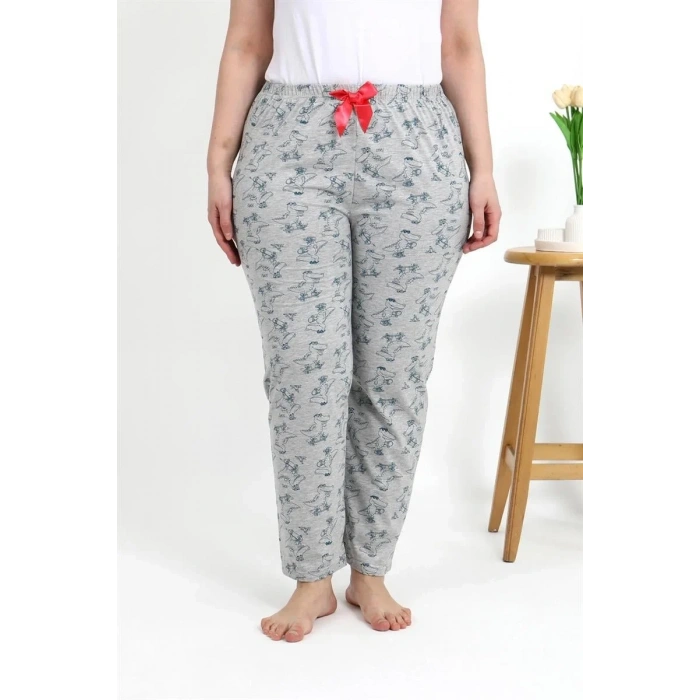 Moda Kadın Pamuklu Büyük Beden Alt Pijama Gri